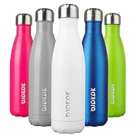 BJPKPK Insulated Water Bottles -17oz/500ml -Stainless Steel Water bottles, Sports water bottles Keep cold for 24 Hours and hot for 12 Hours,BPA Free water bottle,White