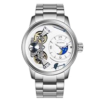 WhatsWatch Men's Stainless Steel Luxury Tourbillon Calendar， Men's Mechanical Wrist Watch -327