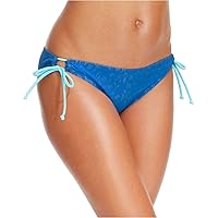 Raisins Women's Crochet Side-Tie Bikini Bottom,Blue,S