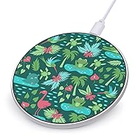 Forest Frog and Flamingo Portable Fast Charging Pad 10W Round Charger with USB Cable for Travel Work