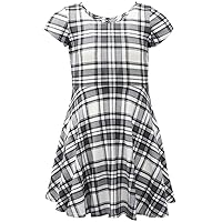 Girls Short Sleeve Soft Ribbed Knit Fashion Skater Dress