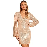 Women's Dress Dresses for Women Surplice Neck Sequins Dress Dresses