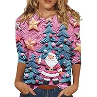 Women's Sweatshirt S Fashion Casual Round Neck 44989 Sleeve Loose Christmas Printed T-Shirt Top, S-3XL