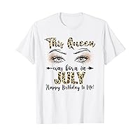 Leopard This Queen Was Born In July Birthday Woman Girls T-Shirt