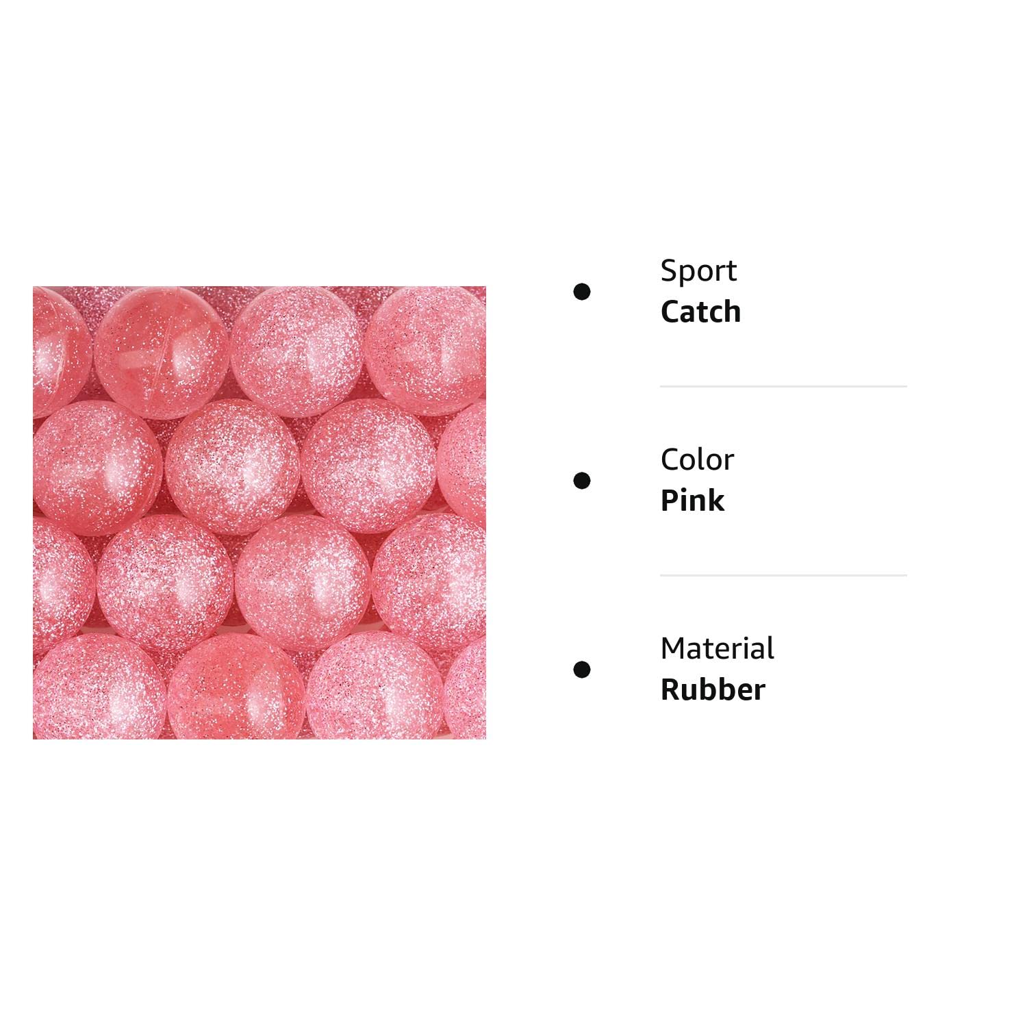 Entervending Bouncy Balls - Pink Glitter Bouncy Balls - Party Favors and Gifts for Kids - Rubber Balls - 25 Pcs Large Bouncy Balls 45mm - Vending Machine Toys - Goodie Bag Fillers