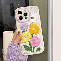 Fashion Embroidery Flower Phone Case for iPhone 14 13 12 11 Pro Max Colorful Soft Shockproof Camera Protection Cover,Embroidery,for iPhone 12