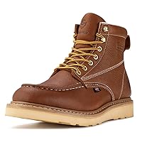 SUREWAY 6” Wedge Moc Toe Work Boots for Men - Soft Toe, Premium Full-Grain Leather, Lightweight Work Boots/Shoes, Comfort Insole, Superior Oil/Slip Resistant, Real Goodyear, EH Rated Industrial Construction Boots