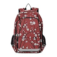 ALAZA Cherry Blossom Floral Red Laptop Backpack Purse for Women Men Travel Bag Casual Daypack with Compartment & Multiple Pockets