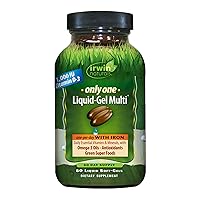 Only One Liquid-Gel Multi with Iron Daily Essential Vitamins, Minerals, Antioxidants, Omega-3s & Green Super Foods - 60 Liquid Softgels