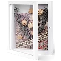 Shadow Boxes Frame 8 x 10 in, White Shadow Box Display Cases for Flower, Memory Display Case with 1.58 in of Space for Your Collection, Souvenir, Keepsakes, Photo