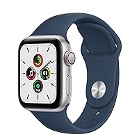 Apple Watch SE (GPS + Cellular, 40mm) - Silver Aluminum Case with Abyss Blue Sport Band (Renewed)