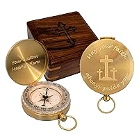 Personalized Compass for Baptism, Confirmation, First Communion | Engraved Gift of Faith for Catholic or Christian Men, Teen Boy, Boys, Son, Grandson