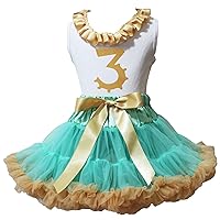 Petitebella Dress Neck Ruffle Birthday 3rd Shirt Aqua Blue Gold Girl Skirt 1-8y