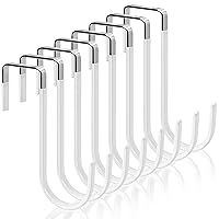8 Pack Over The Door Hooks for Hanging Over The Door Hangers Hooks Over Door Hooks with Rubber for Bathroom, Living Room, Towels, Hats, Coats, Bags (White)