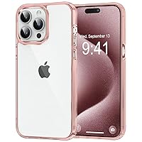 MOCCA Compatible with iPhone 15 Pro Case Clear, [Non-Yellowing][Supports Wireless Charging] Slim Thin Shockproof Transparent Bumper Cover Phone Case for iPhone 15 Pro - Pink