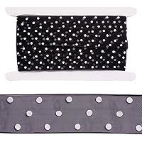 20Yards 1Inch Polka Dot Polyester Ribbon Black with White Dot Printed Ribbon Gift Wrapping Ribbon Roll for Bowknot Hair Accessories Making Home Party Decoration