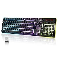 7KEYS Wireless Gaming Keyboard, Rechargeable 3000mA 2.4G Long-Lasting Built-in Battery, 3 RGB Backlit Keyboard, Quiet Keys, Ergonomic and Comfortable Wireless Keyboard for PC/MAC/PS4/Xbox One Gamer