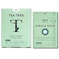 Rael Spot Care Bundle - Microcrystal Spot Cover (9 Count) & Rael Bamboo Facial Sheet Mask (Tea Tree, 5 Count)