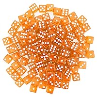 50 or 100 Pack of Bulk Six Sided Dice|D6 Standard 16mm|Great for Board Games, Casino Games & Tabletop RPGs| Orange- 100 Count