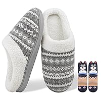 Women's Fuzzy House Slippers with Memory Foam, Warm Plush Winter Slippers for Women and Men, Comfy Faux Fur Lined Bedroom Shoes for Indoor and Outdoor, Good Gifts for Men and Women