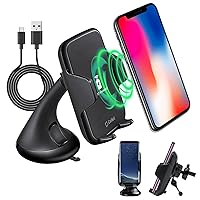 Two in One Wireless Charger and Car Mount for Air Vent and Dashboard - 360 Degree Rotation Universal Cradle