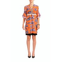 Just Cavalli Women's Multi-Color Short Sleeve Shift Dress US S IT 40