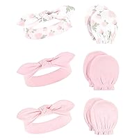 Baby Girls' Cotton Headband and Scratch Mitten Set