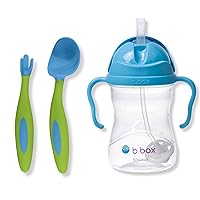 b.box Sippy Cup + Cutlery Combo Pack (Blueberry): Includes Weighted Straw Sippy Cup and Toddler Cutlery with Patented FLORK™ Utensil. Ages 6 Months to Toddler