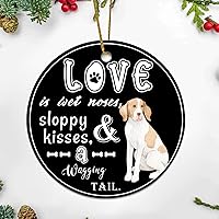 Dog Motto Love Is Wet Noses Sloppy And Kisses Wallgging Tall Pet HouseWallrming Gift New Home Gift Hanging Keepsake Wreaths for Home Party Commemorative Pendants for Friends 3 Inches Double Sided Print Ce