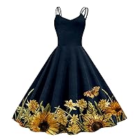 White Dress Women Sexy, Vintage Cocktail Dresses for Women Sleeveless Knee Length Retro A Line Flared Swing Wr