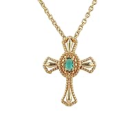 Designer Apatite Hydro Handmade Design Chain Pendant Gold Plated Brass Cross Necklace Jewelry