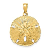 14k Gold Sand Dollar High Polish Charm Pendant Necklace Measures 27x20.55mm Wide 2.3mm Thick Jewelry Gifts for Women