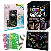 Scratch Art for Kids, Kadows 4 Pack Rainbow Scratch Paper Notebooks Arts and Crafts for Kids 3-5, 6-8, 9-12, Easter Gifts for Kids