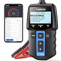 2 in 1 Car Battery Tester, TOPDON BT100W 12V Bluetooth Battery Tester Automotive Supported Battery Library, 100-2000 CCA Alternator Tester Digital Battery Load Tester Charging Cranking System Tester