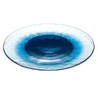 Toyo Sasaki Glass Plate, Futae, Blue, Approx. φ9.4 x 0.6 inches (24 x 1.4 cm), 46068WSHB, Pack of 18