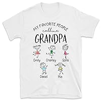 Personalized My Favorite People Call Me Papa T-Shirt with Grandkids Name, Grandpa and Grandkid Shirt, Custom Kids Name Shirt for Dad Grandpa