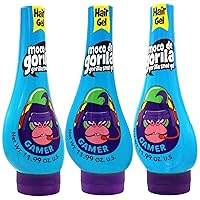 Moco de Gorila Gamer, Hair Styling Gel, Long-Lasting Hold, Reactivatable with Water, 3-Pack of 11.92 Oz Each, 3 Squeezable Bottles.