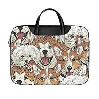Portraits of Different Dogs Handheld Laptop Case Portable Leather Computer Bag Gifts for Men Women