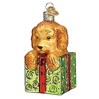 Old World Christmas Doodle Puppy Surprise Glass Blown Ornament for Christmas Tree
