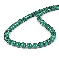 6MM Genuine Malachite Smooth Round Healing Crystal Bead Necklace For Protection Balance Gemstone Handmade Beaded Jewelry For Daily Use (45 CM)