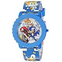 Accutime Sonic The Hedgehog - Kids, Quartz Movement - LCD Display Watch Dial Flashing LED Lights, Blue Buckle Strap Band for Children