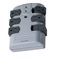 Power Strip Surge Protector - 6 Rotating AC Multiple Outlets, Flat Pivot Plug - Heavy Duty Wall Outlet Extender for Home, Office, Travel, Computer Desktop & Phone Charging Brick (1,080 Joules)