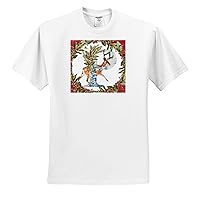 3dRose Anne Marie Baugh - Christmas - Monogram P Christmas Deer Buck Decorative Initial - Adult T-Shirt XL (ts_325478)