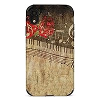 Piano Keys with Musical Notes Protective Phone Case Slim Leather Case Shockproof Phone Cover Shell Compatible for iPhone XR