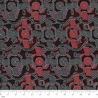 Aboriginal Fabric,Rain Dreaming Red by M & S Textiles