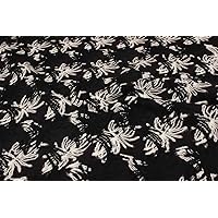 Black White Abstract Embroidered Wool Fabric for Arts & Crafts, DIY, Sewing, and Other Projects, Width 58 Inches Package of 2.5 Metre HP-2964418-4