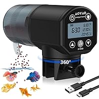 Automatic Fish Feeder Dispenser for Aquarium: Rechargeable Auto Feeders for Tank Turtle Pond Betta - 200ml Smart Food Feeding Timer Dispensers for Flake Pellet Vacation Weekend