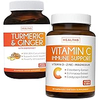 Bundle of Vitamin C Immune Support & Turmeric Curcumin - Daily Support: Immune + Joint Health - Immune Support - Vitamin C with Zinc (Non-GMO) & Turmeric Curcumin - Black Pepper Extract (Non-GMO)