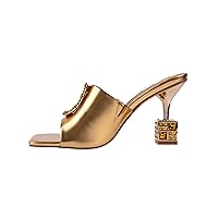 Lady Couture Casino Jeweled Metallic Square Heel Slide