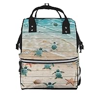 Sea Turtle Starfish Printed Diaper Bag Nappy Backpack Multifunction Waterproof Mummy Backpack Nursing Bag For Baby